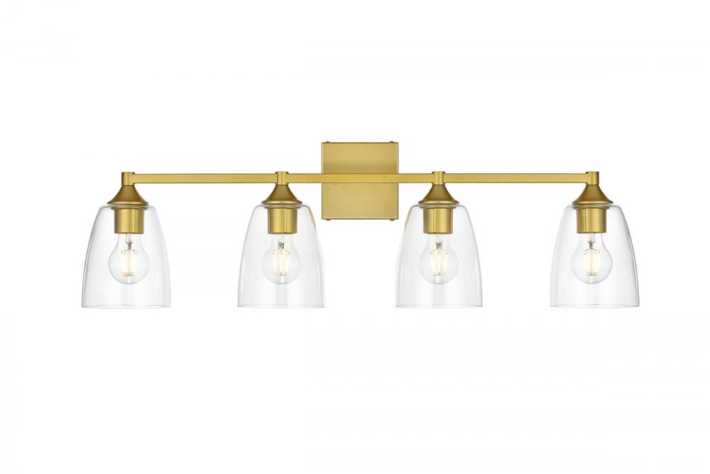 Gianni 4 light Brass and Clear Bath Sconce