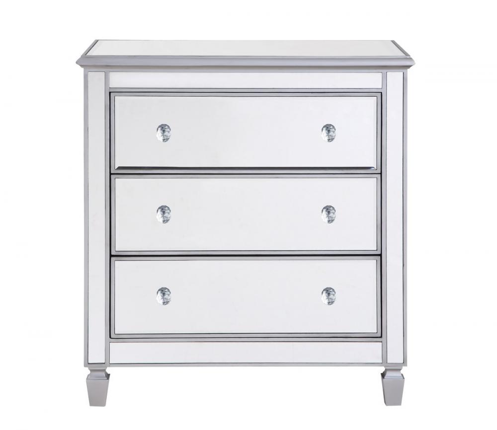 3 Drawer Bedside Cabinet 33 in.x 18 in.x 32 in. in silver paint