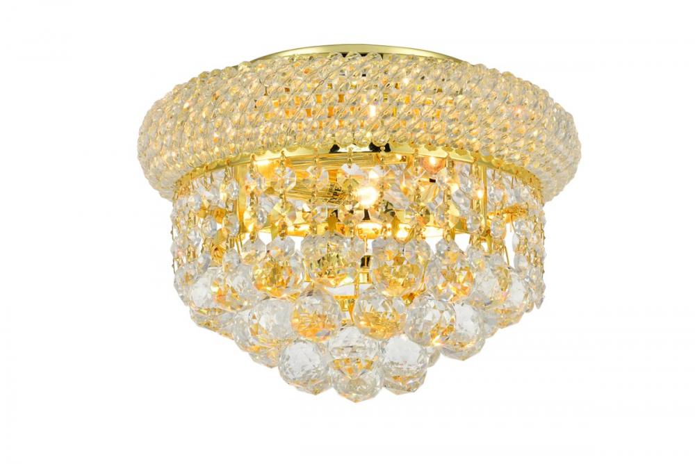 Primo 3 Light Gold Flush Mount Clear Royal Cut Crystal