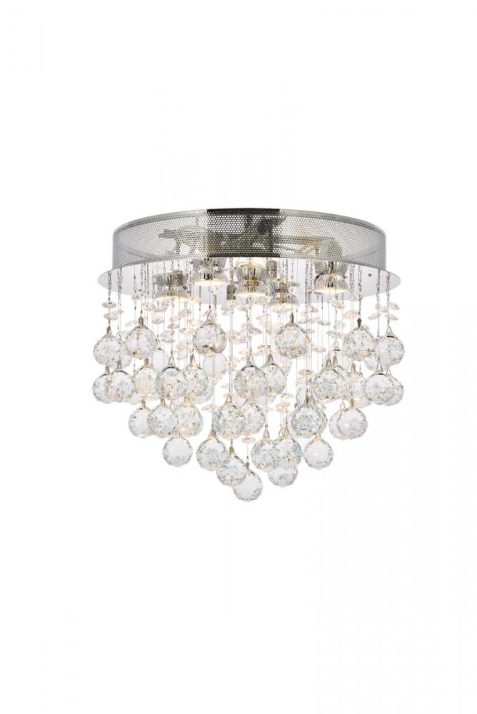 Galaxy 5 Light Chrome Flush Mount Clear Royal Cut Crystal