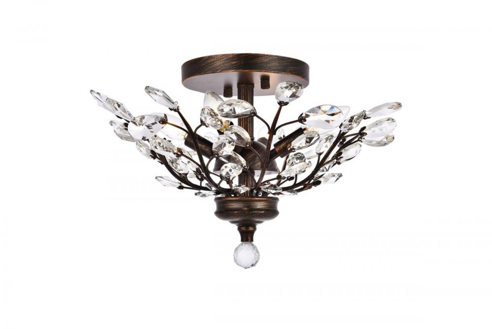 Orchid 4 light Dark Bronze Flush Mount Clear Royal Cut Crystal