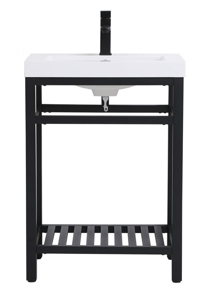 24 Inch Single Bathroom Metal Vanity in Black