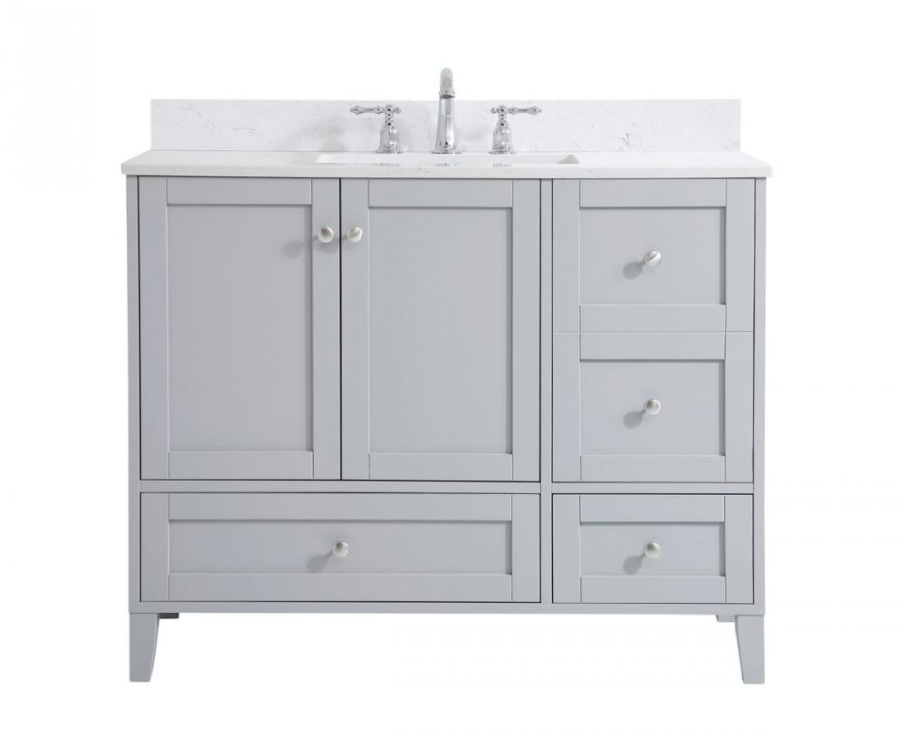 42 inch Single Bathroom Vanity in Grey with Backsplash