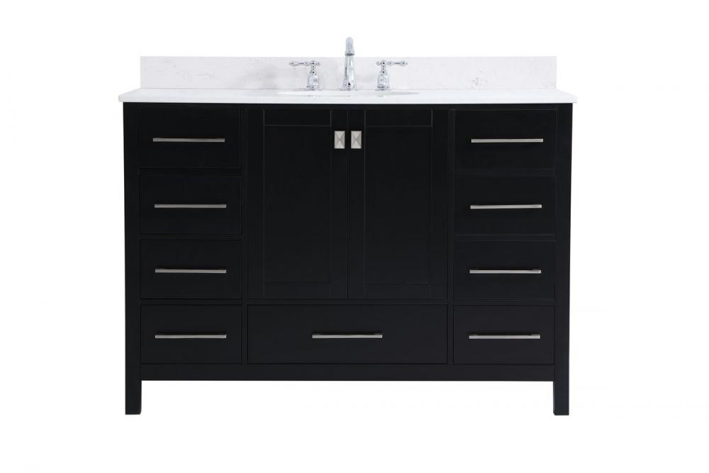 48 inch Single Bathroom Vanity in Black with Backsplash