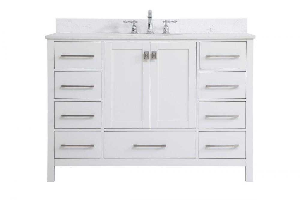 48 Inch Single Bathroom Vanity in White with Backsplash