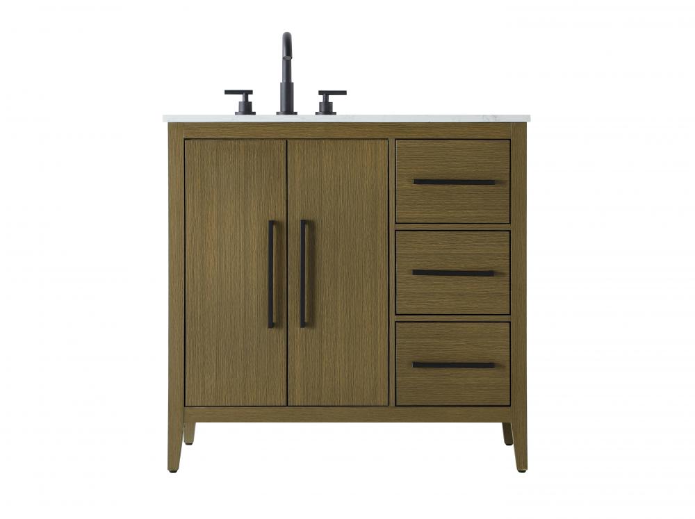 36 Inch Single Bathroom Vanity In Chestnut Brown