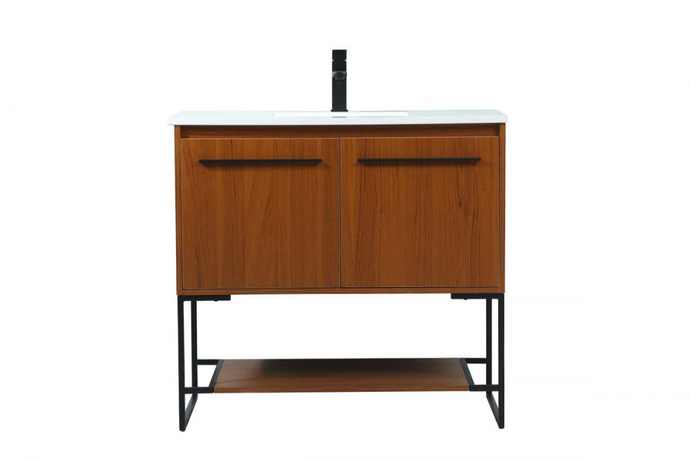 36 inch Single bathroom vanity in teak