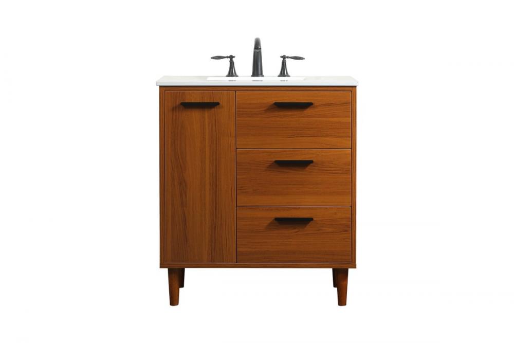 30 inch bathroom vanity in Teak