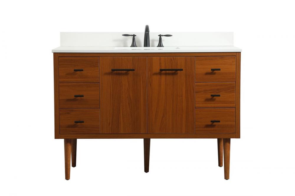 48 inch Single bathroom vanity in teak with backsplash