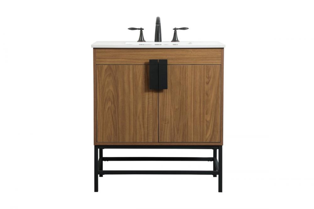 30 inch Single bathroom vanity in walnut brown