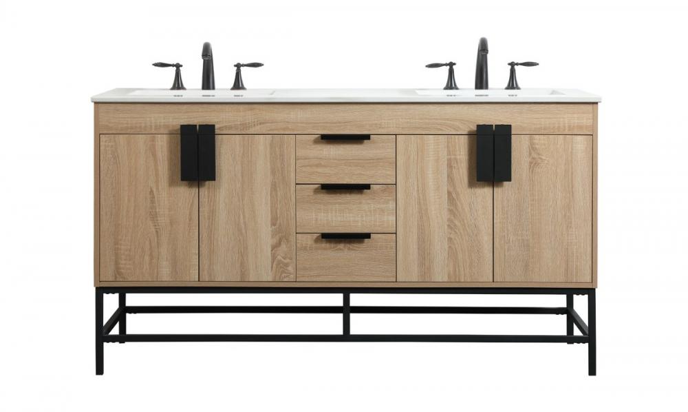 60 inch double bathroom vanity in mango wood