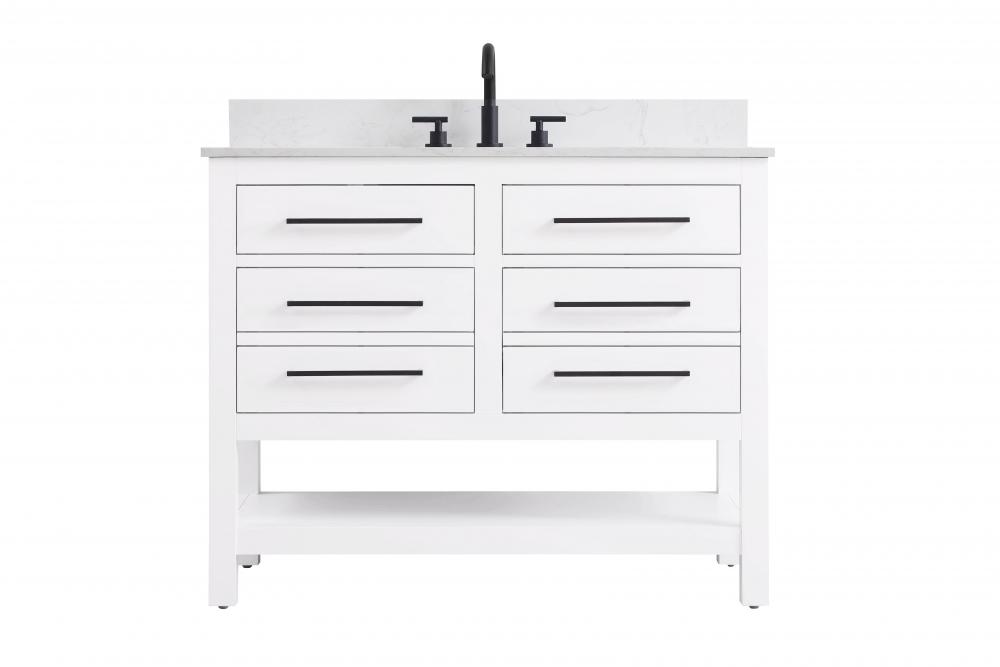 42 inch Single Bathroom Vanity in White with backsplash