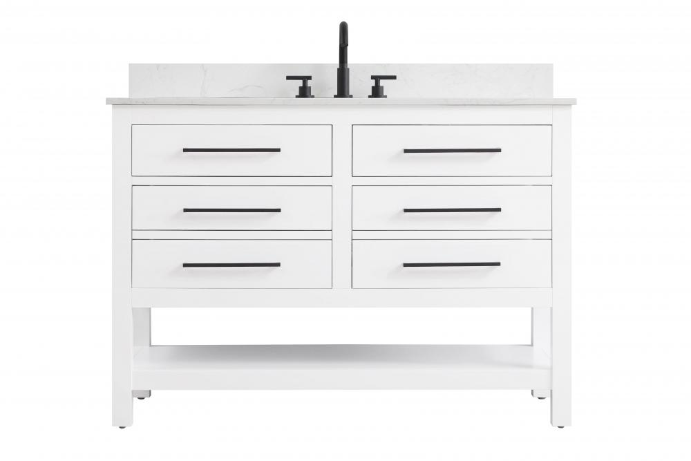 48 inch Single Bathroom Vanity in White with backsplash