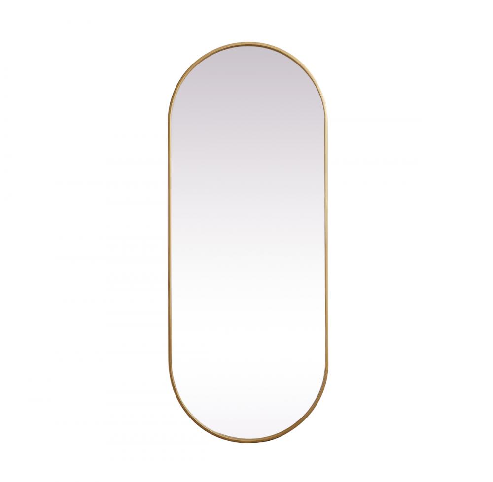 Metal Frame Oval Mirror 24x60 Inch in Brass