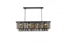 Elegant 1202D50MB-SS/RC - Sydney 12 light Matte Black Chandelier Silver Shade (Grey) Royal Cut Crystal