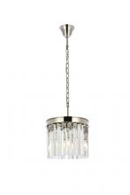 Elegant 1208D12PN/RC - Sydney 3 Light Polished Nickel Pendant Clear Royal Cut Crystal