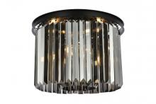 Elegant 1238F20MB-SS/RC - Sydney 6 light Matte Black Flush Mount Silver Shade (Grey) Royal Cut Crystal