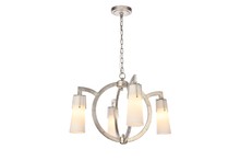 Elegant 1542D28ASL - Harlow Nights 4 Light antique silver Leaf Chandelier