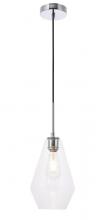 Elegant LD2260C - Gene 1 Light Chrome and Clear Glass Pendant