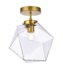 Elegant LD2346BR - Lawrence 1 Light Brass and Clear Glass Flush Mount