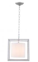 Elegant LD6005D12S - Mirin 1 Light Vintage Silver and White Shade Pendant