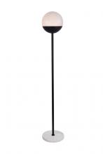 Elegant LD6146BK - Eclipse 1 Light Black Floor Lamp With Frosted White Glass