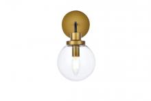 Elegant LD7031W8BRB - Hanson 1 light bath sconce in black with brass with clear shade