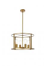 Elegant LD7057D20BR - Agnys 4 Lights Pendant in Brass