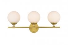 Elegant LD7301W24BRA - Ansley 3 light Brass and frosted white Bath Sconce