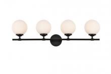 Elegant LD7301W33BLK - Ansley 4 light Black and frosted white Bath Sconce