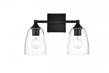 Elegant LD7307W15BLK - Gianni 2 Light Black and Clear Bath Sconce