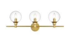 Elegant LD7318W28BRA - Jaelynn 3 Light Brass and Clear Bath Sconce