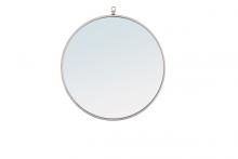 Elegant MR4053S - Metal Frame Round Mirror with Decorative Hook 24 Inch Silver Finish