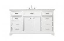 Elegant VF15060WH - 60 Inch Single Bathroom Vanity in White