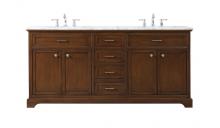 Elegant VF15072DTK - 72 Inch Double Bathroom Vanity in Teak