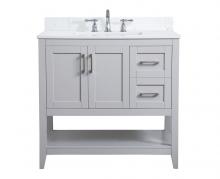 Elegant VF16036GR-BS - 36 Inch Single Bathroom Vanity in Grey with Backsplash