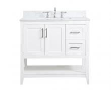 Elegant VF16036WH-BS - 36 Inch Single Bathroom Vanity in White with Backsplash