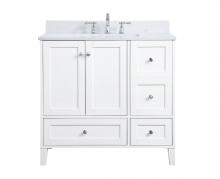 Elegant VF18036WH-BS - 36 Inch Single Bathroom Vanity in White with Backsplash