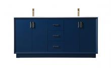 Elegant VF19672DBL - 72 Inch Double Bathroom Vanity in Blue