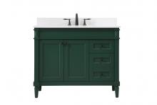 Elegant VF31842GN-BS - 42 inch Single bathroom vanity in green with backsplash