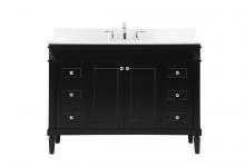 Elegant VF31848BK-BS - 48 inch Single bathroom vanity in black with backsplash