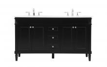 Elegant VF31860DBK - 60 Inch Double Bathroom Vanity in Black