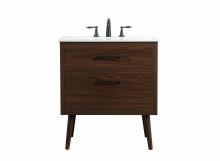 Elegant VF41030MWT - 30 Inch Single Bathroom Vanity in Walnut