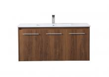 Elegant VF44040WB - 40 Inch Single Bathroom Floating Vanity in Walnut Brown