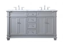 Elegant VF50060DGR - 60 inch Double Bathroom Vanity set in Grey