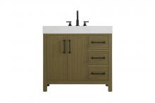 Elegant VF60636MCB - 36 inch Single Bathroom Vanity In Chestnut Brown