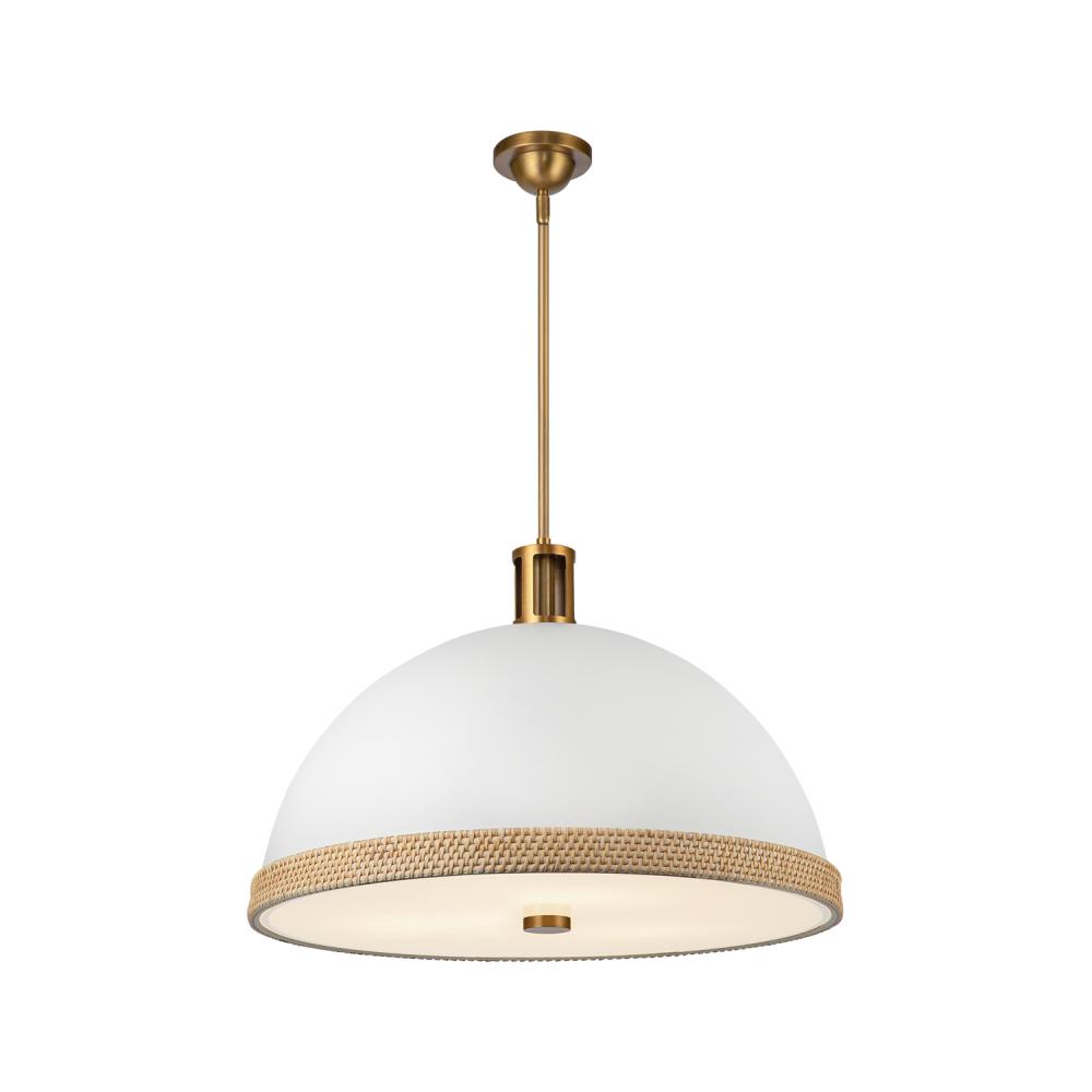 Doral 24-in Matte White/Vintage Brass 3 Lights Pendant