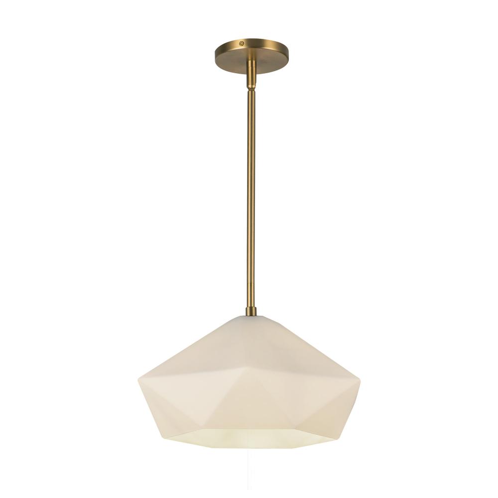 Krysta 14-in Brushed Gold/Opal Glass 1 Light Pendant