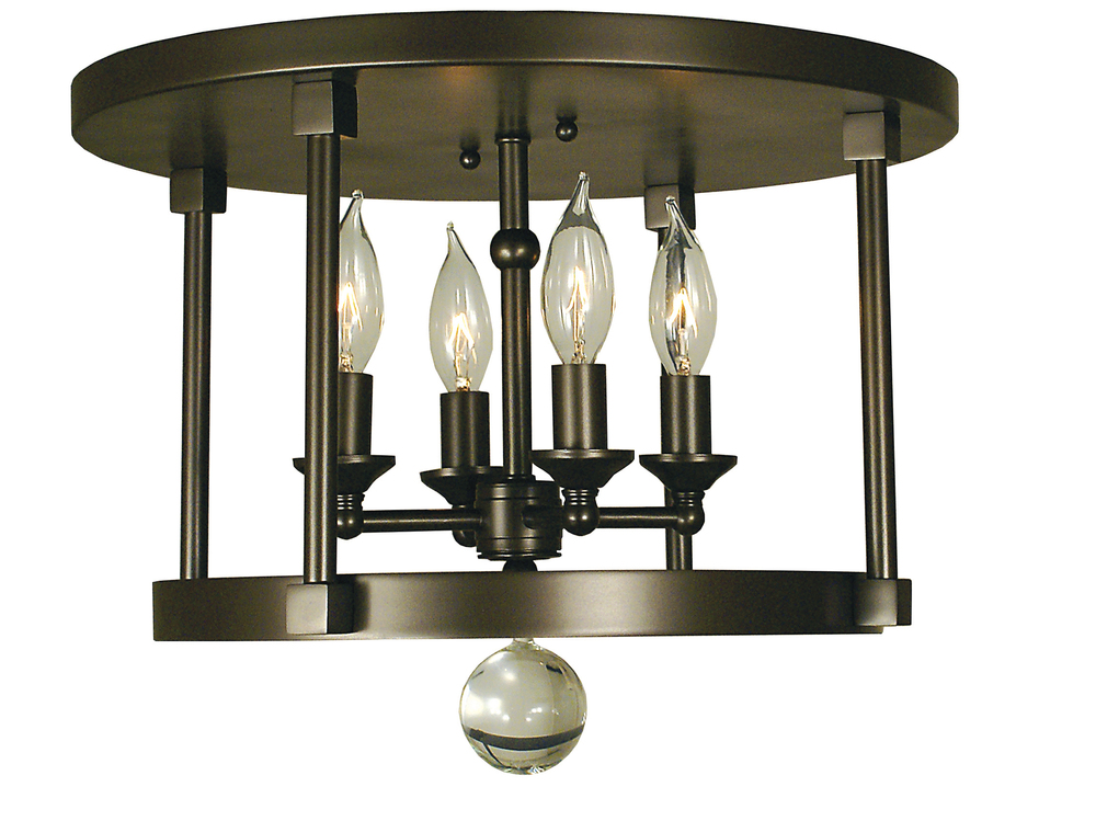 4-Light Matte Black Compass Flush / Semi-Flush Mount