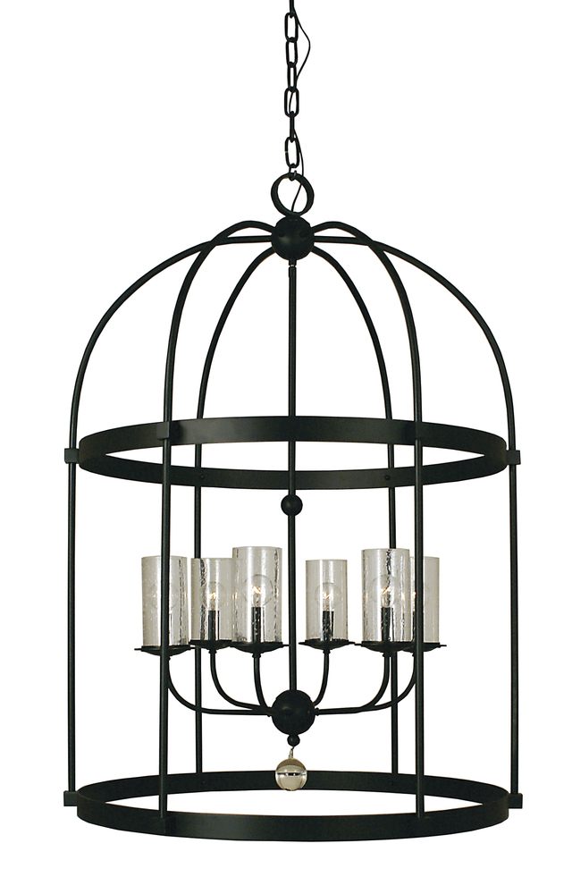 6-Light Brushed Bronze Compass Foyer Chandelier